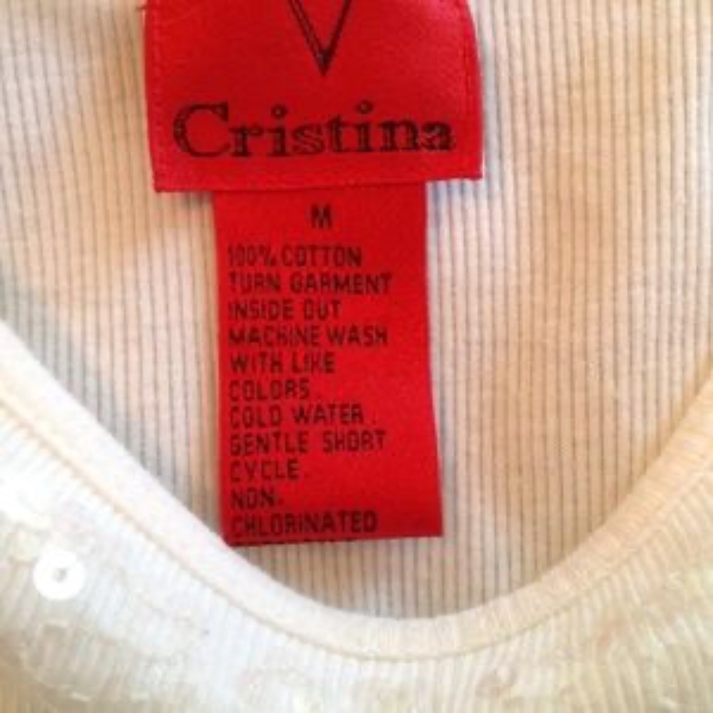 V Christina Ivory Sequin Front Tank Top Sz M - Picture 3 of 5